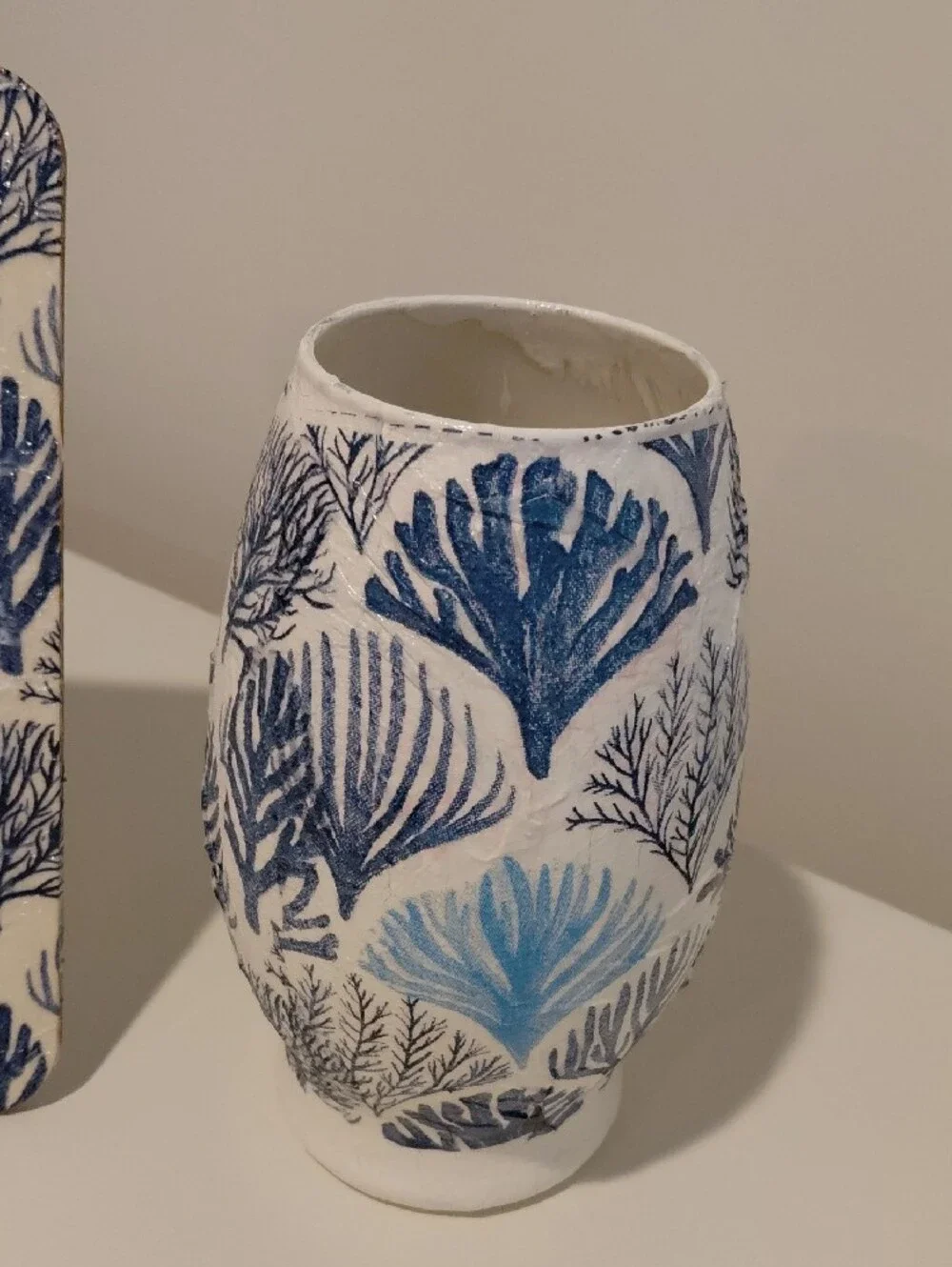 Blue Coral-Print Glass Vase and Frame Set - Home Accents